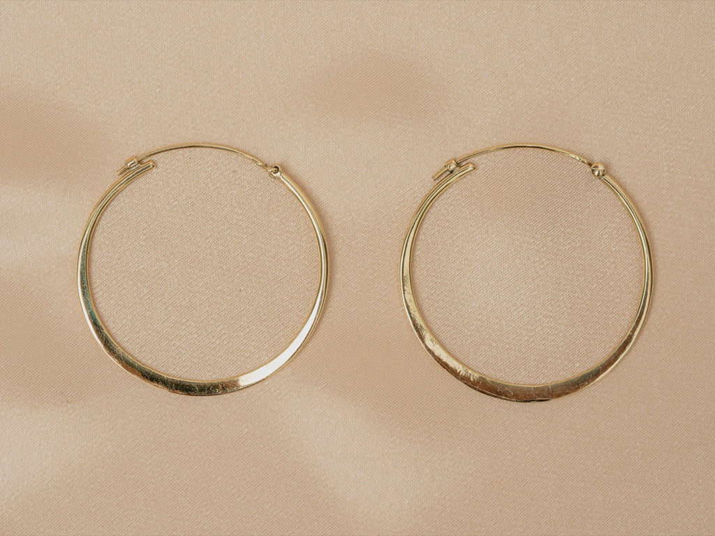 Horizon Hoop handmade brass earring in gold — Land of Sundara