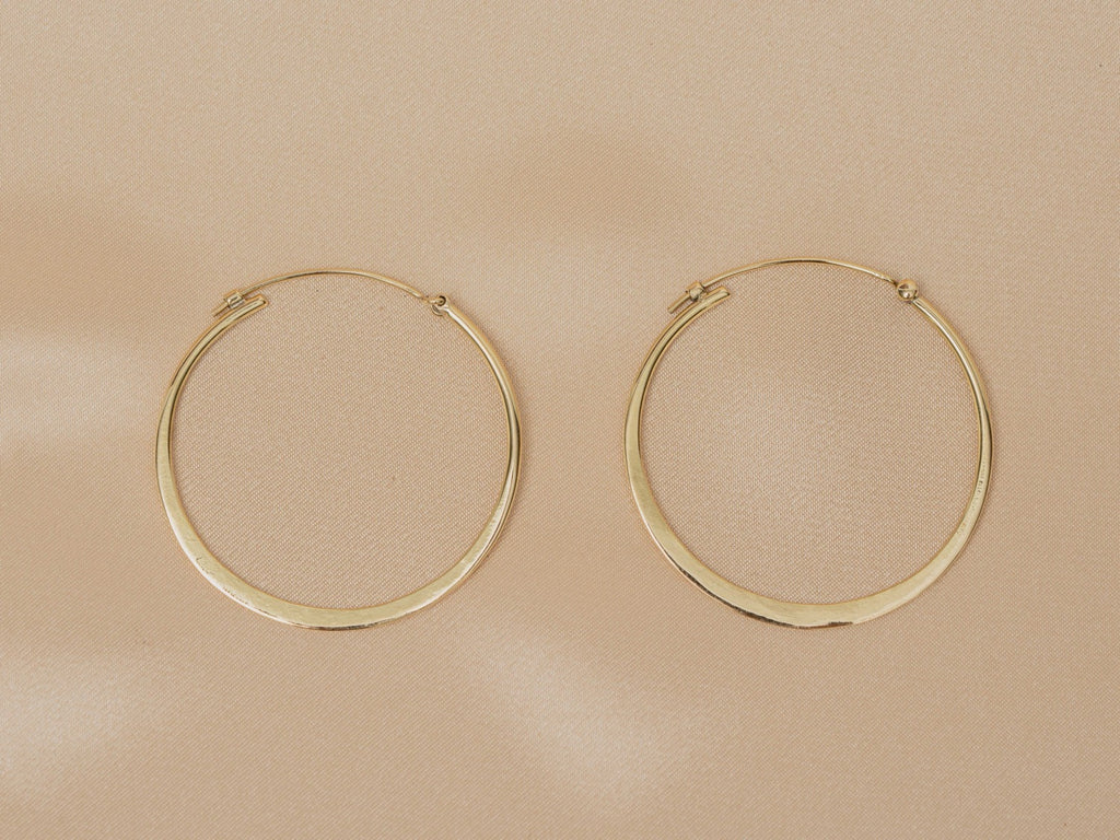 Horizon Hoop handmade brass earring in gold — Land of Sundara