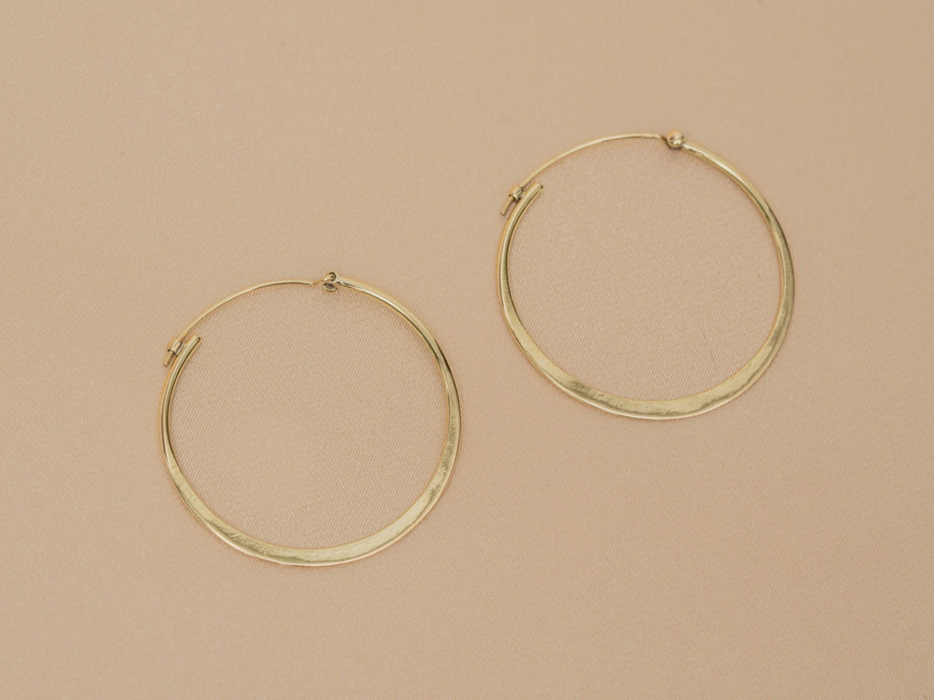 Horizon Hoop handmade brass earring in gold — Land of Sundara