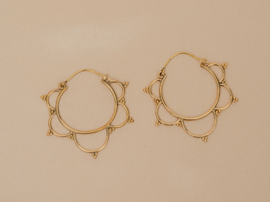 Bloom Hoop handmade brass earring in gold — Land of Sundara