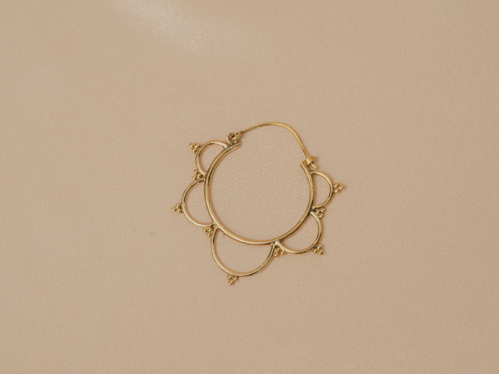 Bloom Hoop handmade brass earring in gold — Land of Sundara