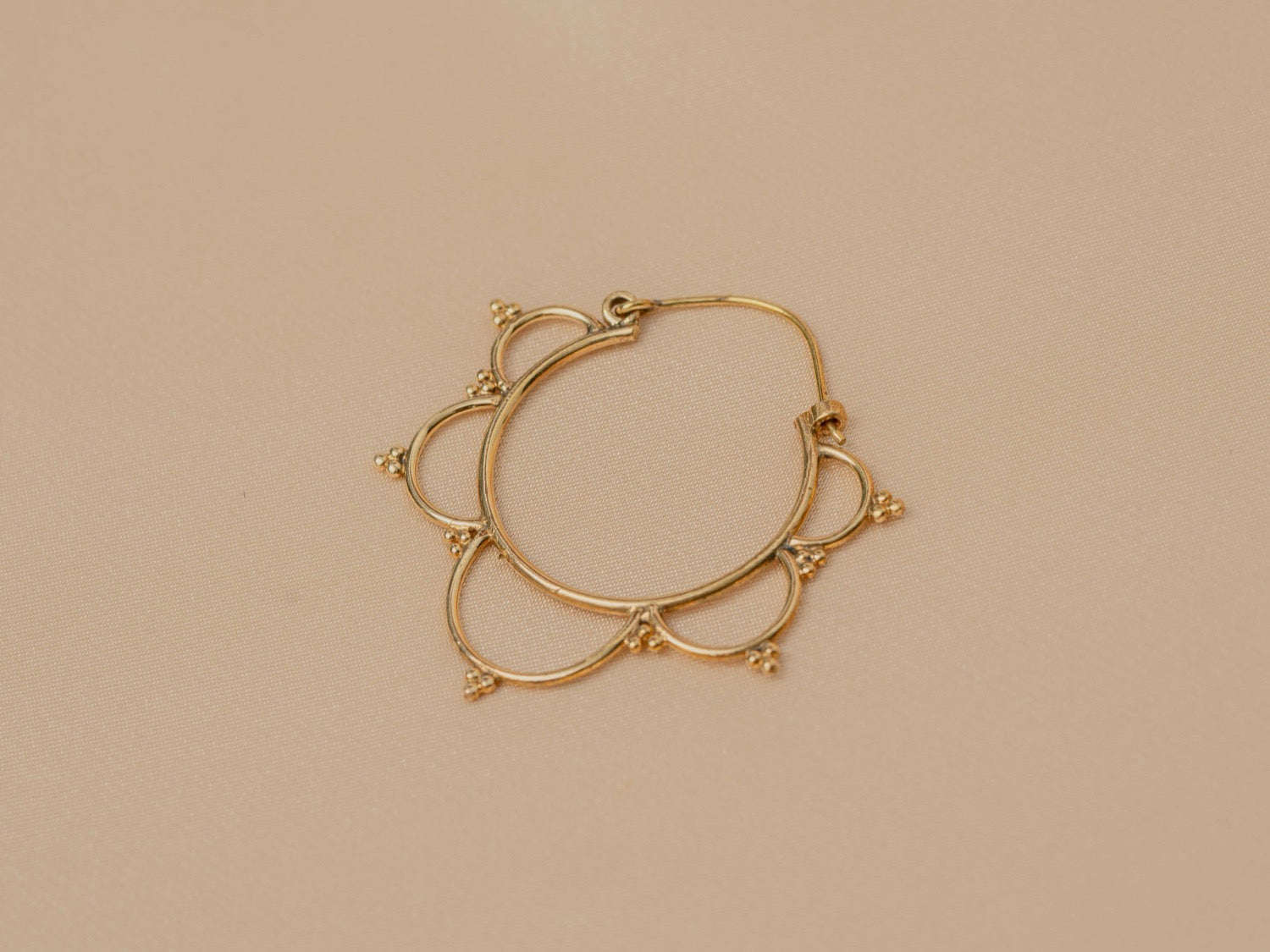 Bloom Hoop handmade brass earring in gold — Land of Sundara