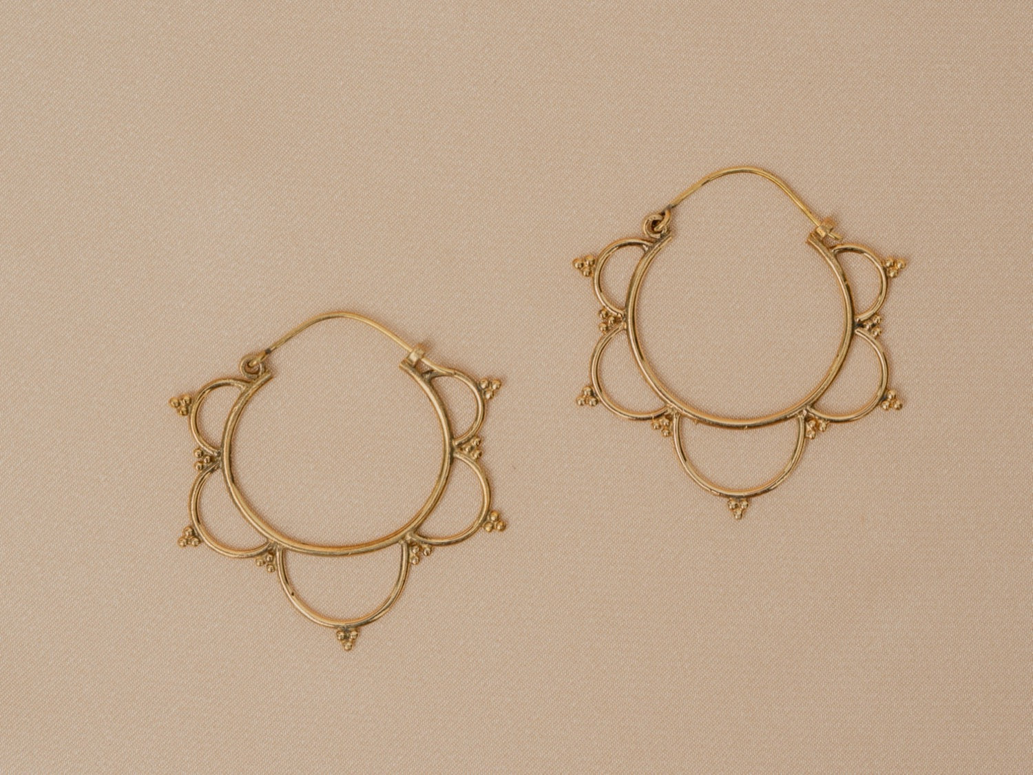 Bloom Hoop handmade brass earring in gold — Land of Sundara