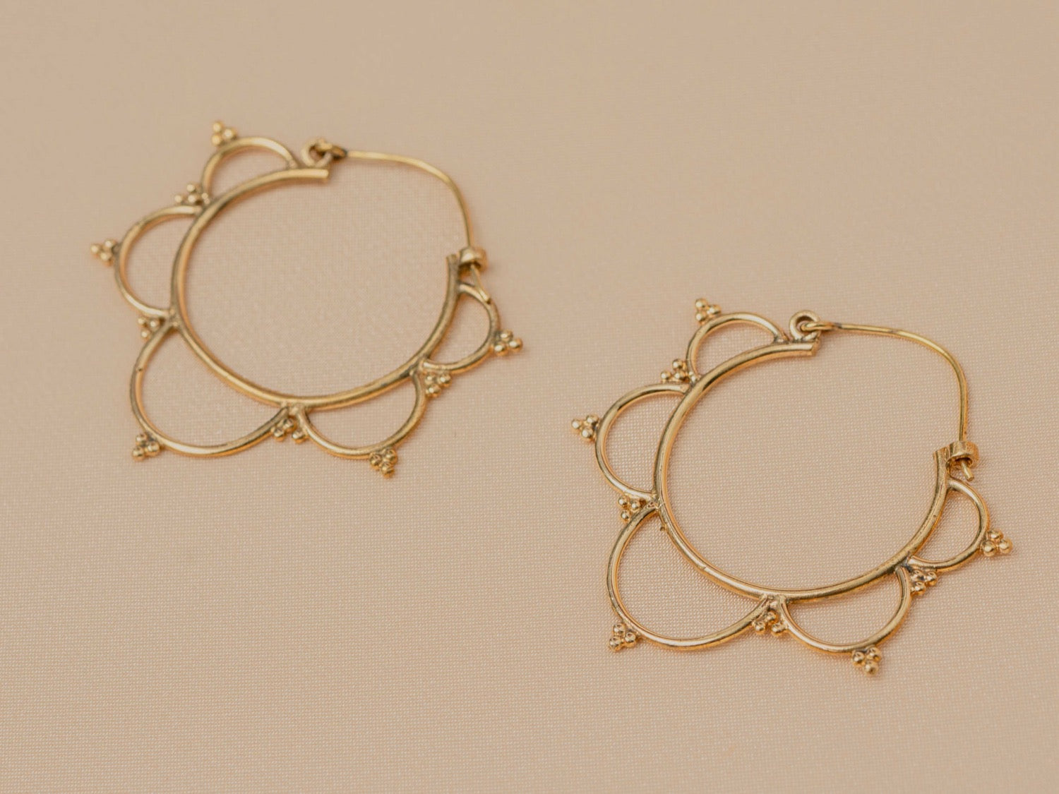 Bloom Hoop handmade brass earring in gold — Land of Sundara
