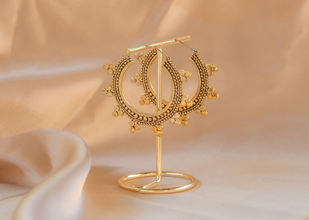 Wanderer Hoop – Brass handmade brass earring in bronze — Land of Sundara