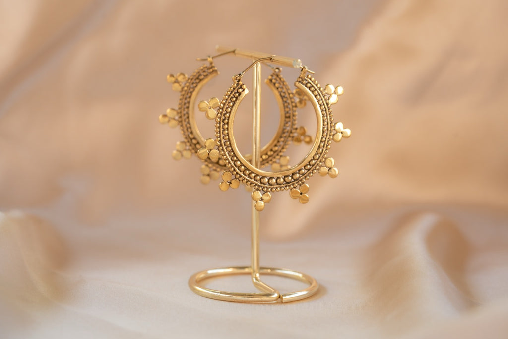 Wanderer Hoop handmade silver plated earring in silver — Land of Sundara