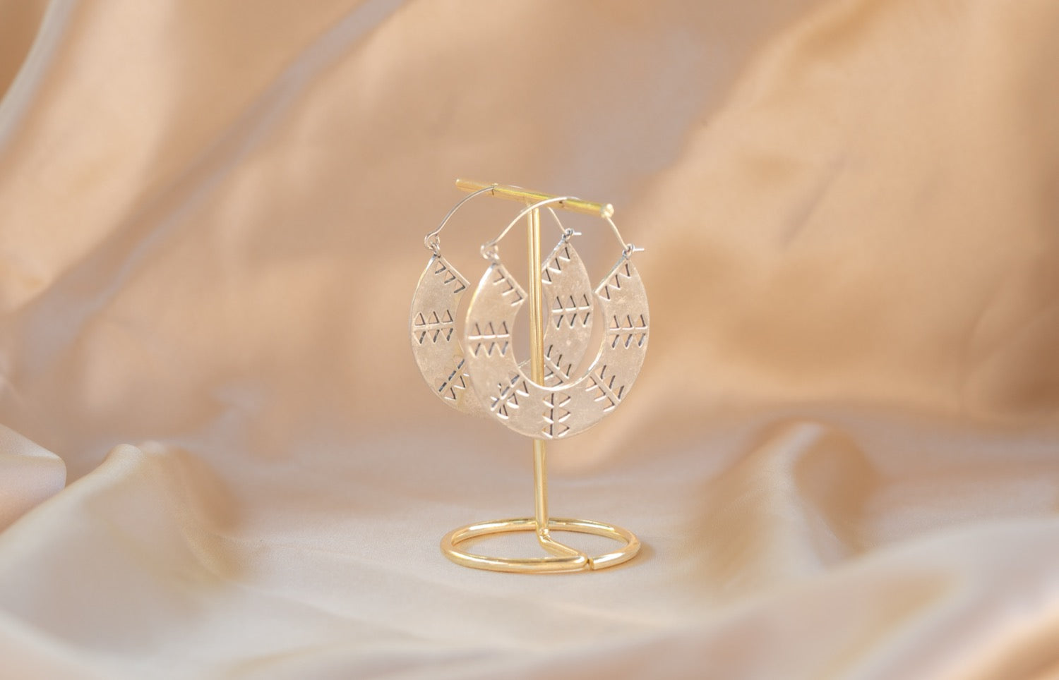 Zagora Hoop handmade silver plated earring in silver — Land of Sundara