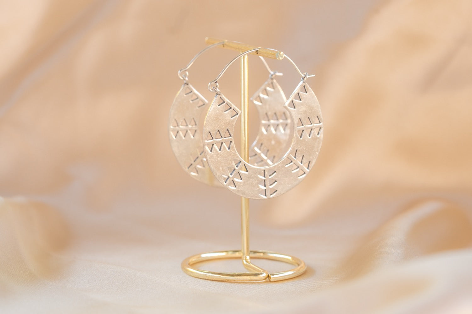 Zagora Hoop handmade silver plated earring in silver — Land of Sundara