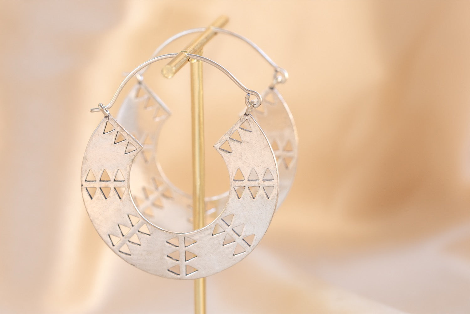 Zagora Hoop handmade silver plated earring in silver — Land of Sundara