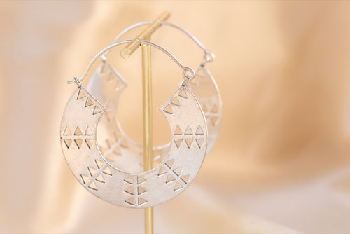 Zagora Hoop handmade silver plated earring in silver — Land of Sundara