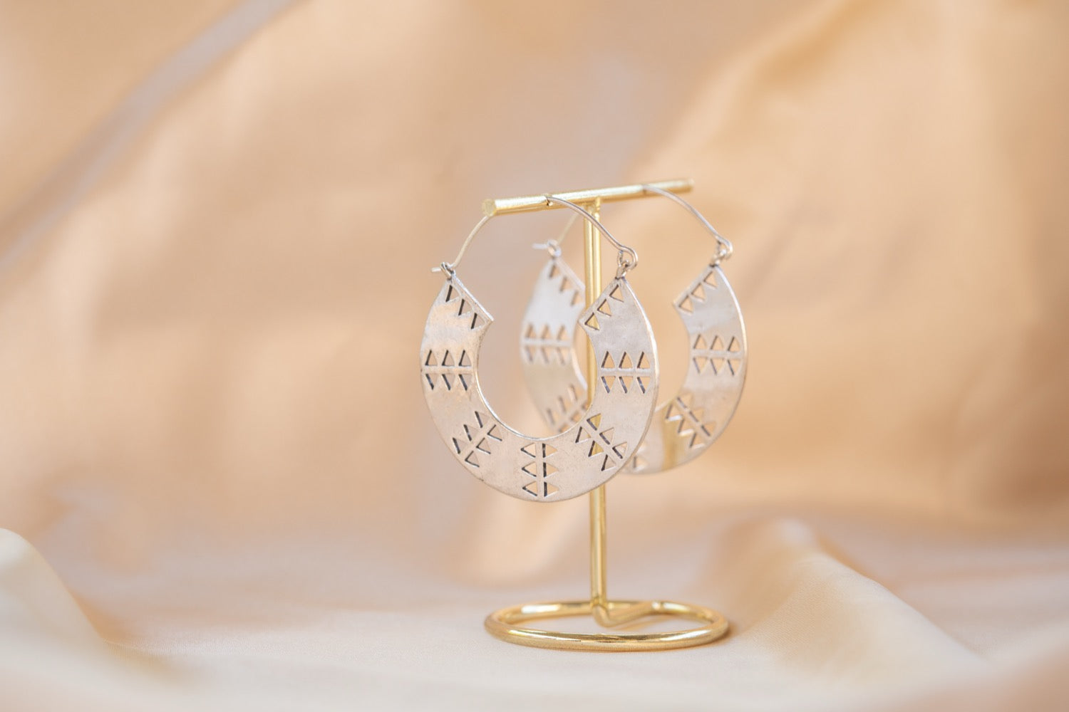 Zagora Hoop handmade silver plated earring in silver — Land of Sundara