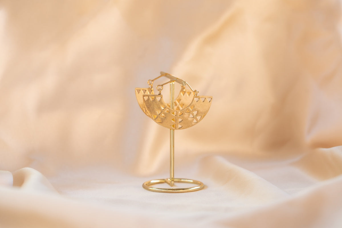 Nubia Hoop – Brass handmade brass earring in brass — Land of Sundara