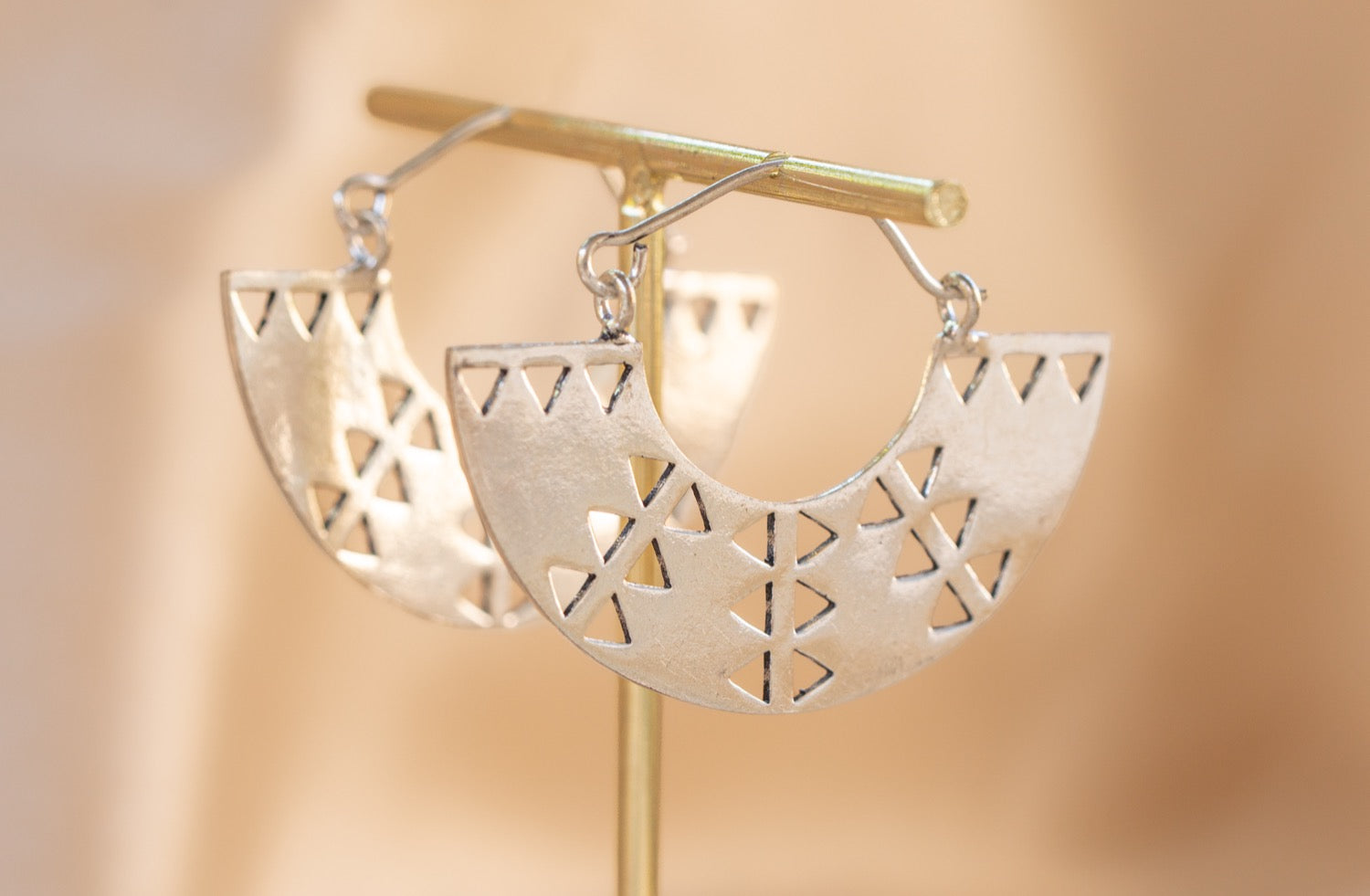 Nubia Hoop handmade silver plated earring in silver — Land of Sundara