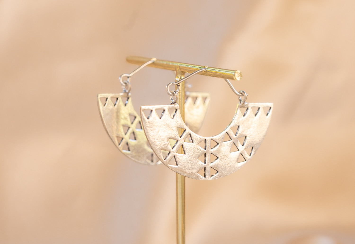 Nubia Hoop handmade silver plated earring in silver — Land of Sundara