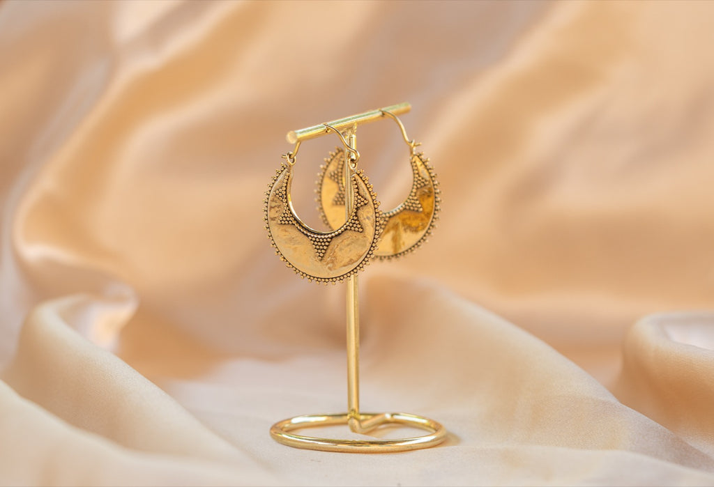 Rajasthan Star Hoop – Brass handmade brass earring in bronze — Land of Sundara