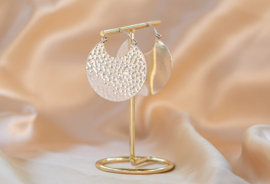 Terracotta Hoop handmade silver plated earring in silver — Land of Sundara