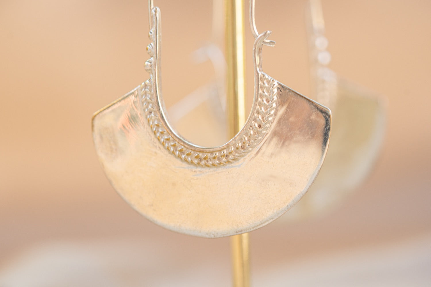 Crescent Drop handmade silver plated earring in silver — Land of Sundara