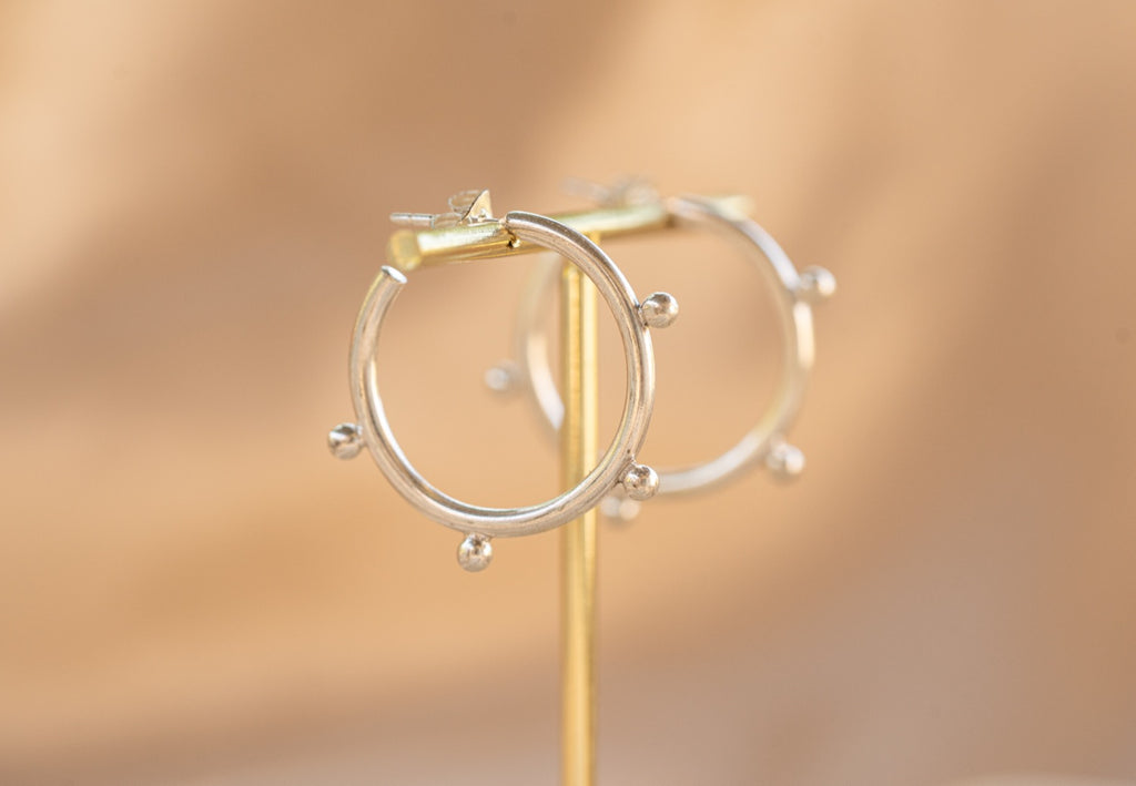 Ember Hoop handmade silver plated earring in silver — Land of Sundara