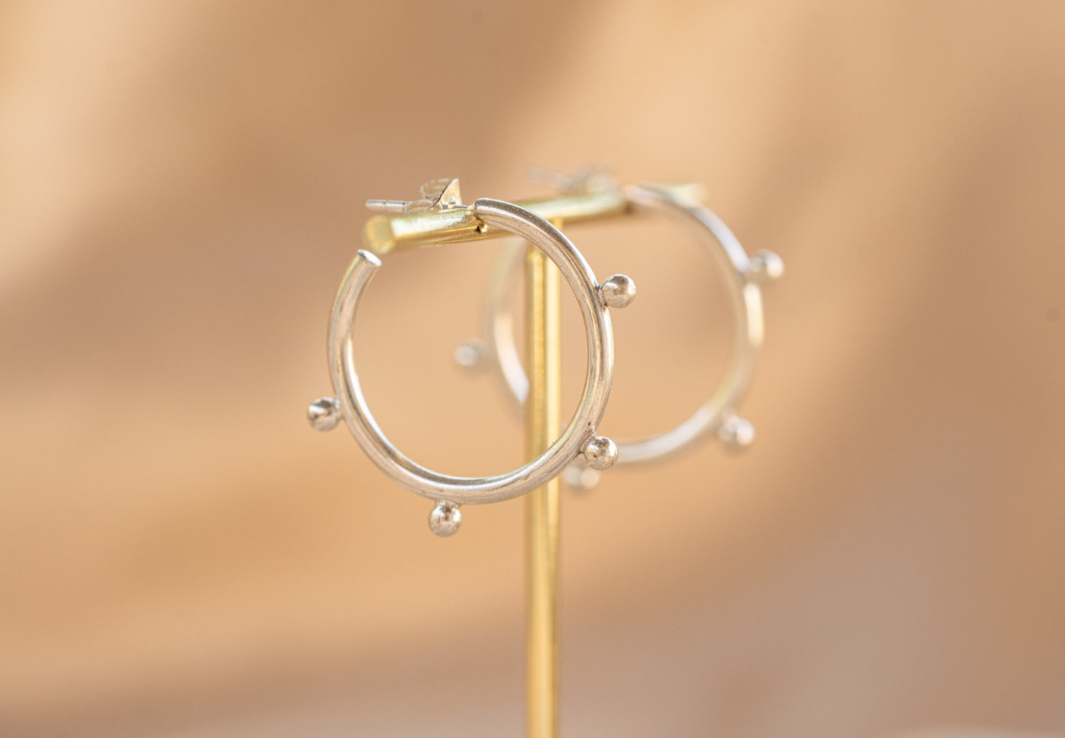 Ember Hoop handmade silver plated earring in silver — Land of Sundara