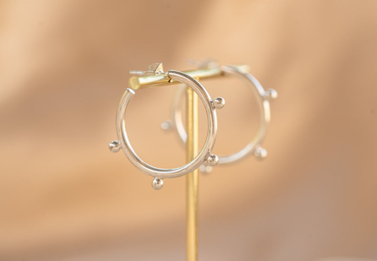 Ember Hoop – Silver handmade silver plated earring in silver — Land of Sundara