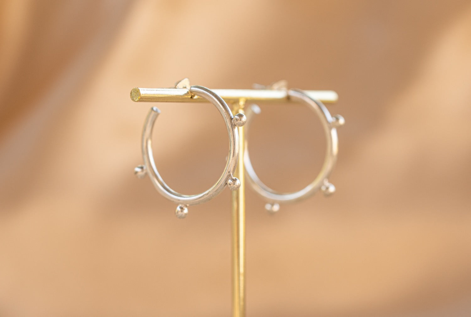 Ember Hoop handmade silver plated earring in silver — Land of Sundara