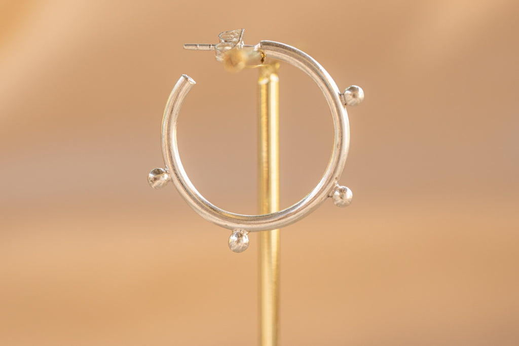 Ember Hoop handmade silver plated earring in silver — Land of Sundara