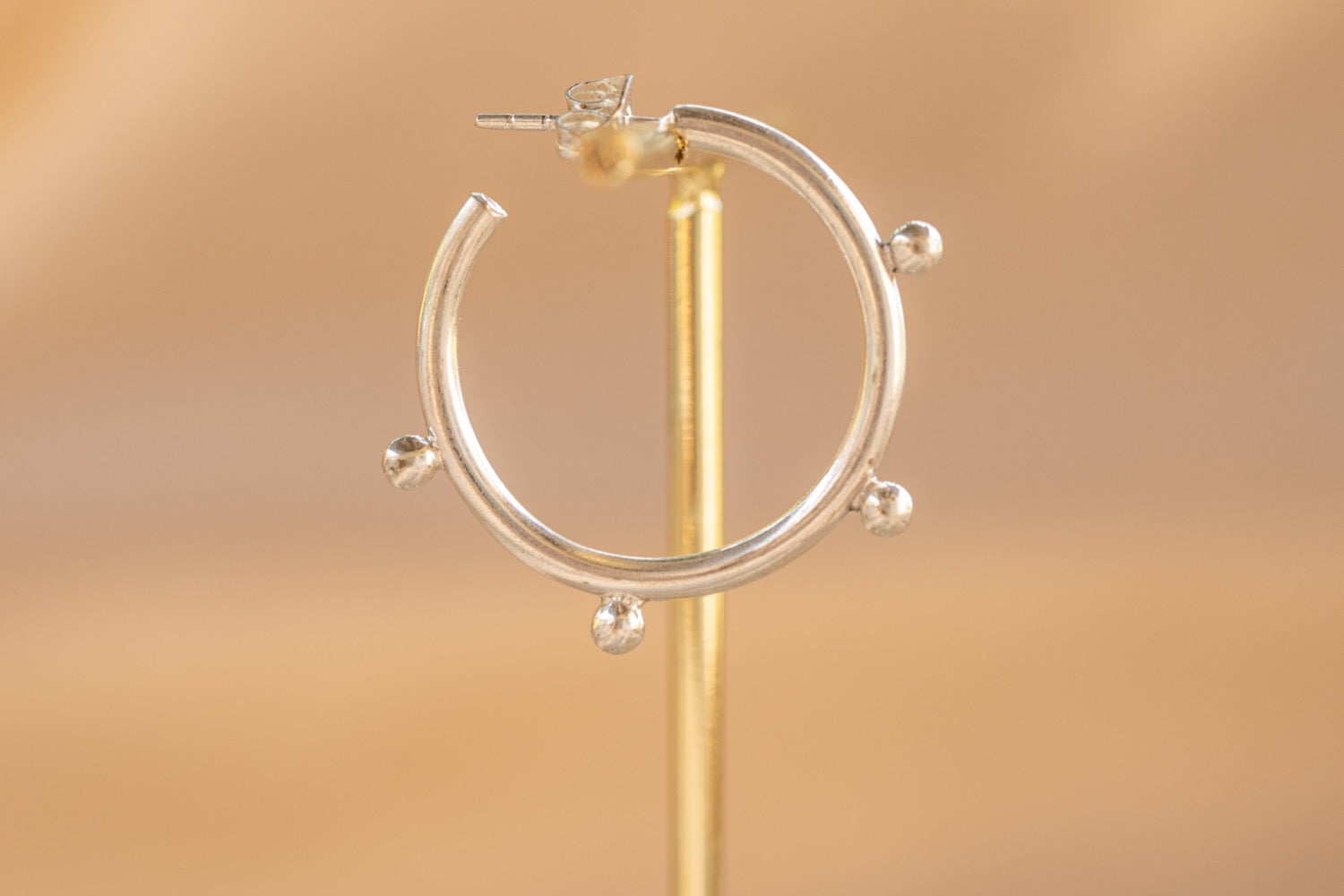 Ember Hoop handmade silver plated earring in silver — Land of Sundara