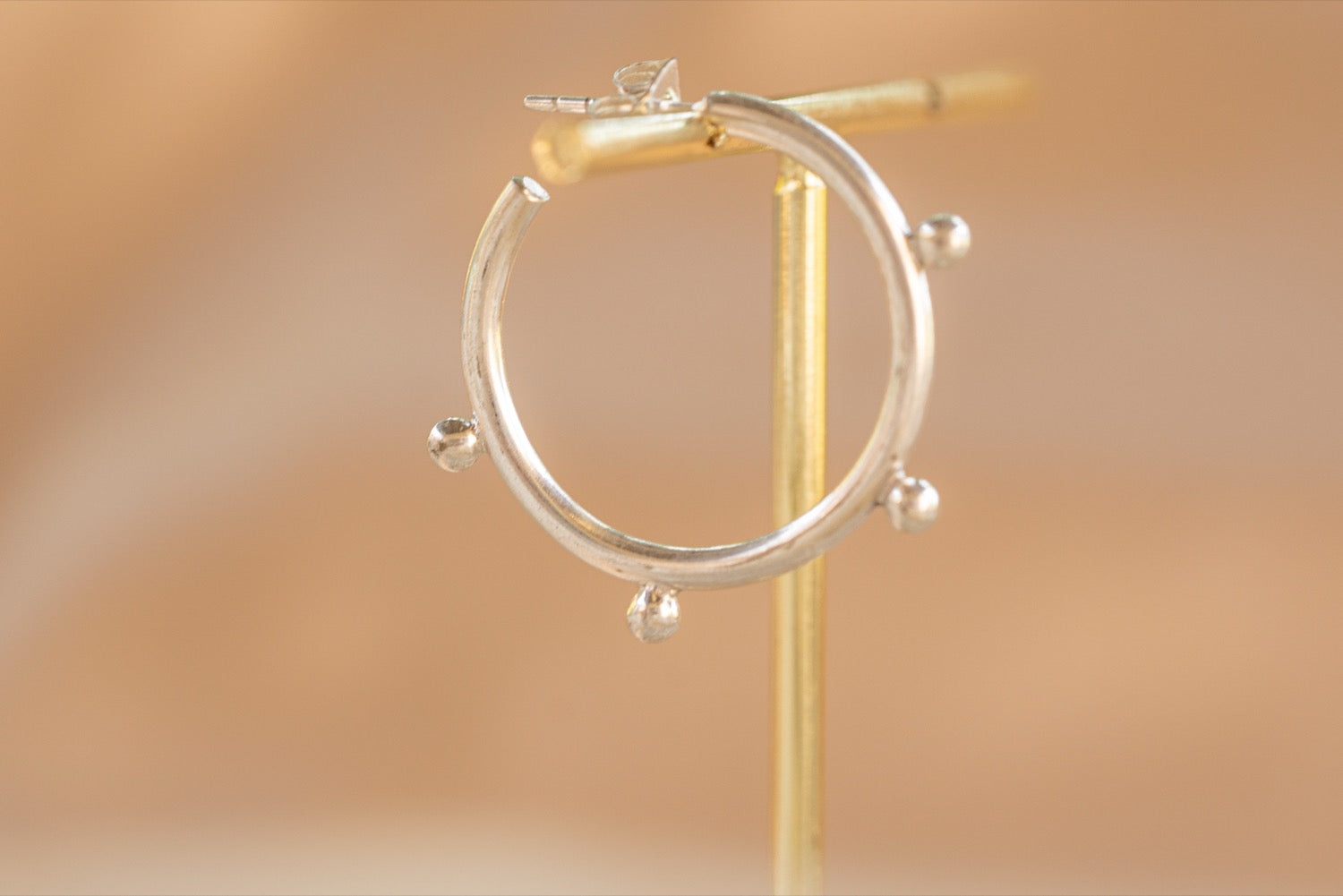 Ember Hoop handmade silver plated earring in silver — Land of Sundara