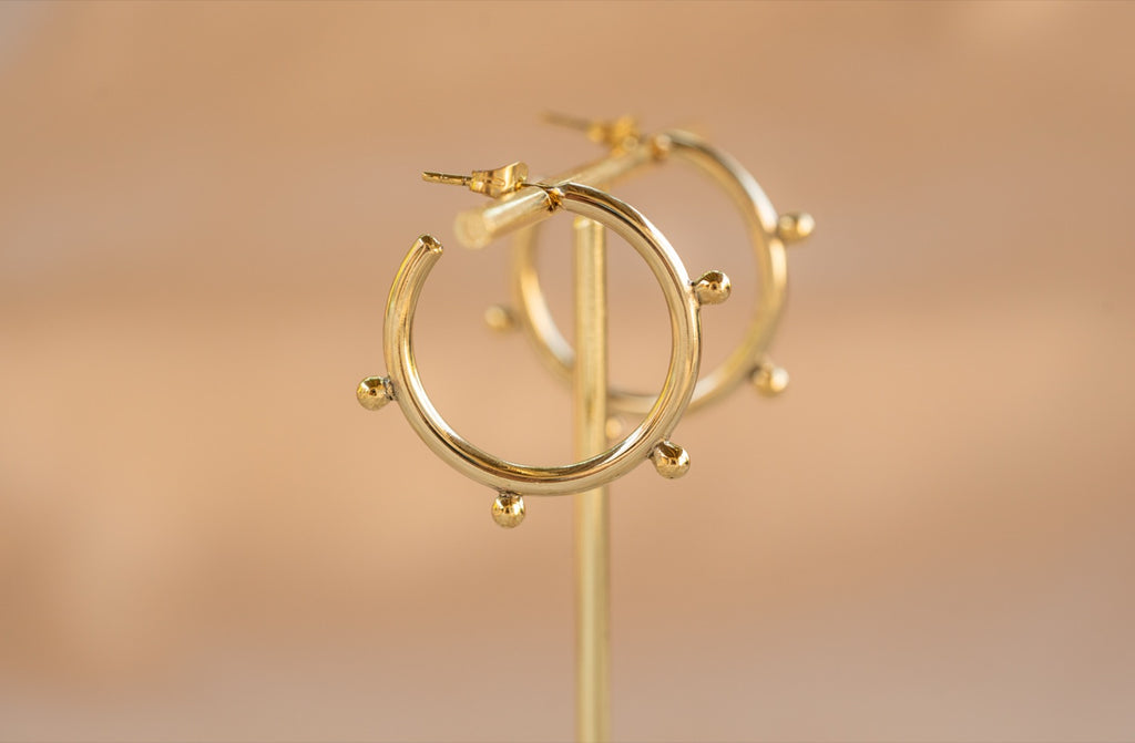 Ember Hoop handmade silver plated earring in silver — Land of Sundara