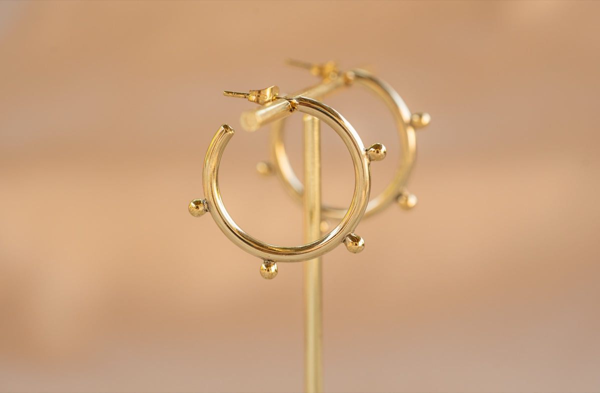 Ember Hoop – Brass handmade brass earring in gold — Land of Sundara