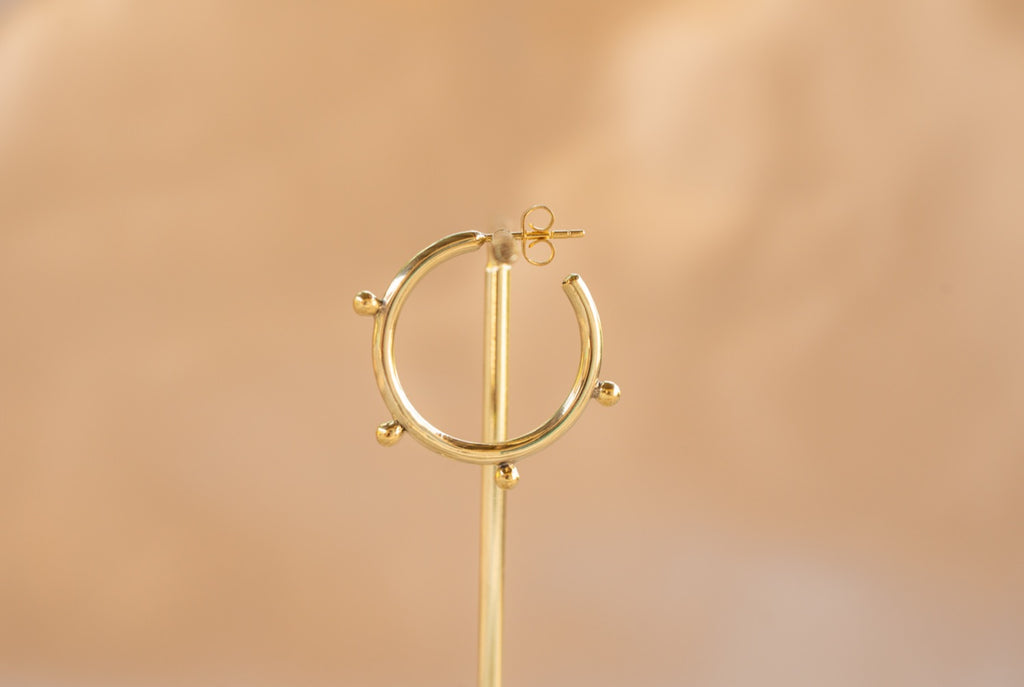 Ember Hoop – Brass handmade brass earring in gold — Land of Sundara