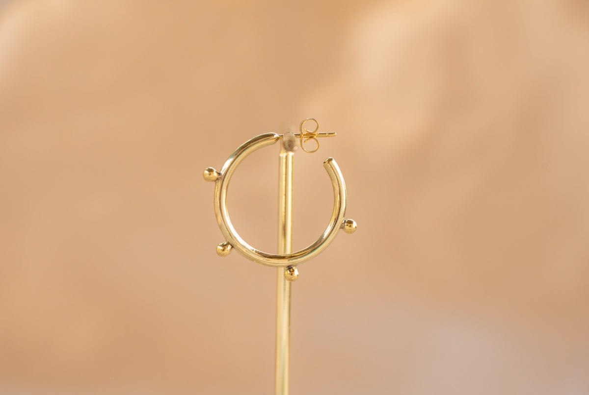 Ember Hoop – Brass handmade brass earring in gold — Land of Sundara