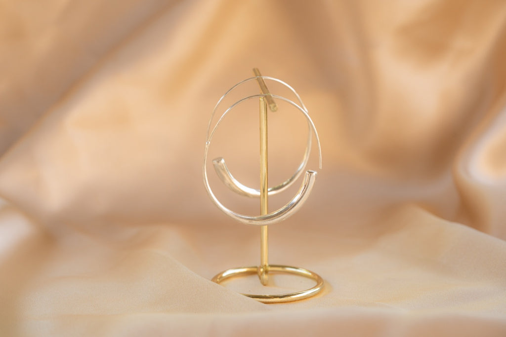 Ember Hoop handmade silver plated earring in silver — Land of Sundara