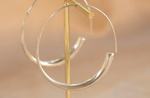 Ember Hoop handmade silver plated earring in silver — Land of Sundara