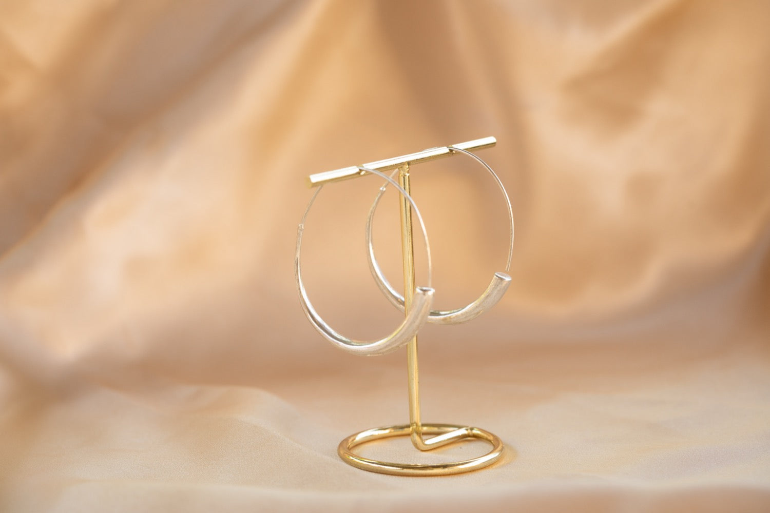 Ember Hoop handmade silver plated earring in silver — Land of Sundara