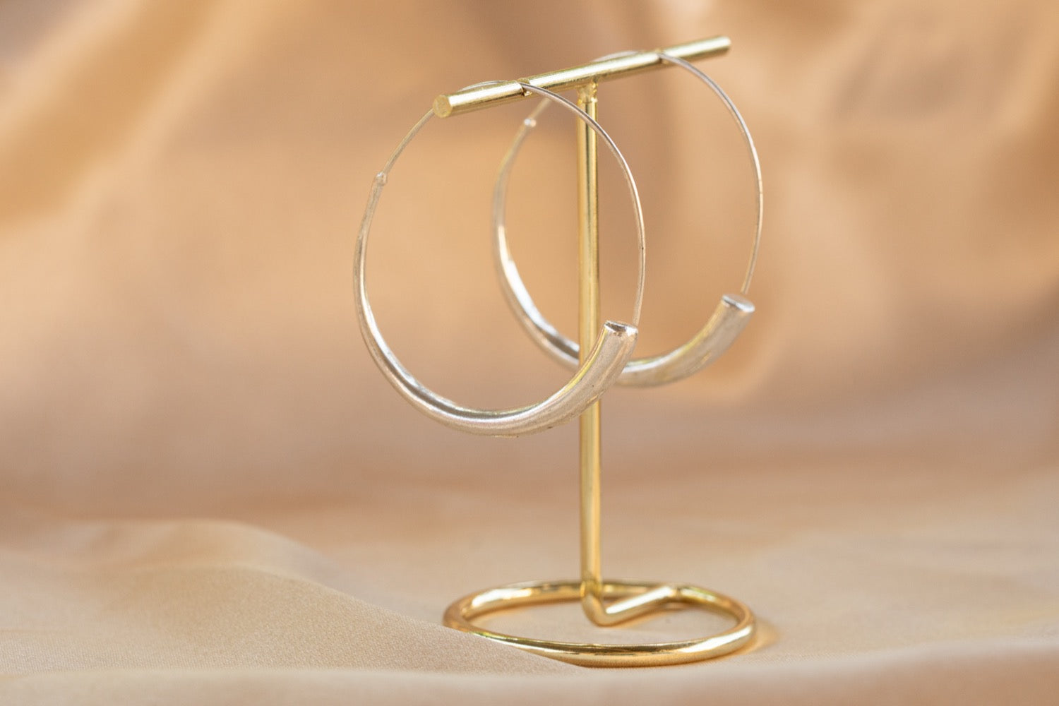 Ember Hoop handmade silver plated earring in silver — Land of Sundara