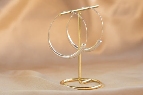 Ember Hoop handmade silver plated earring in silver — Land of Sundara