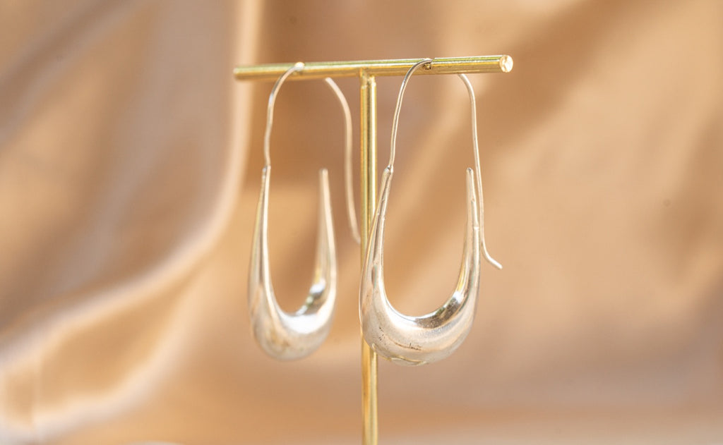 Gaia handmade silver plated earring in silver — Land of Sundara
