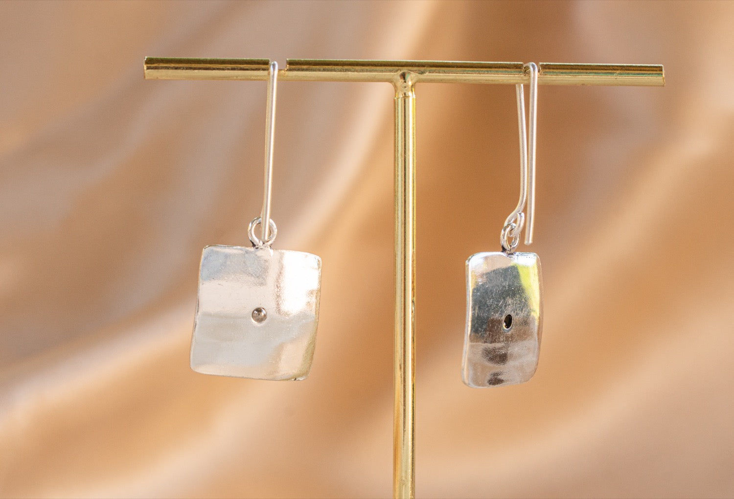 Talisman handmade silver plated earring with malachite stone — Land of Sundara