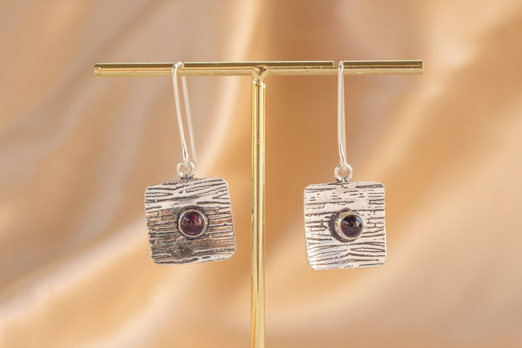 Talisman handmade silver plated earring with malachite stone — Land of Sundara