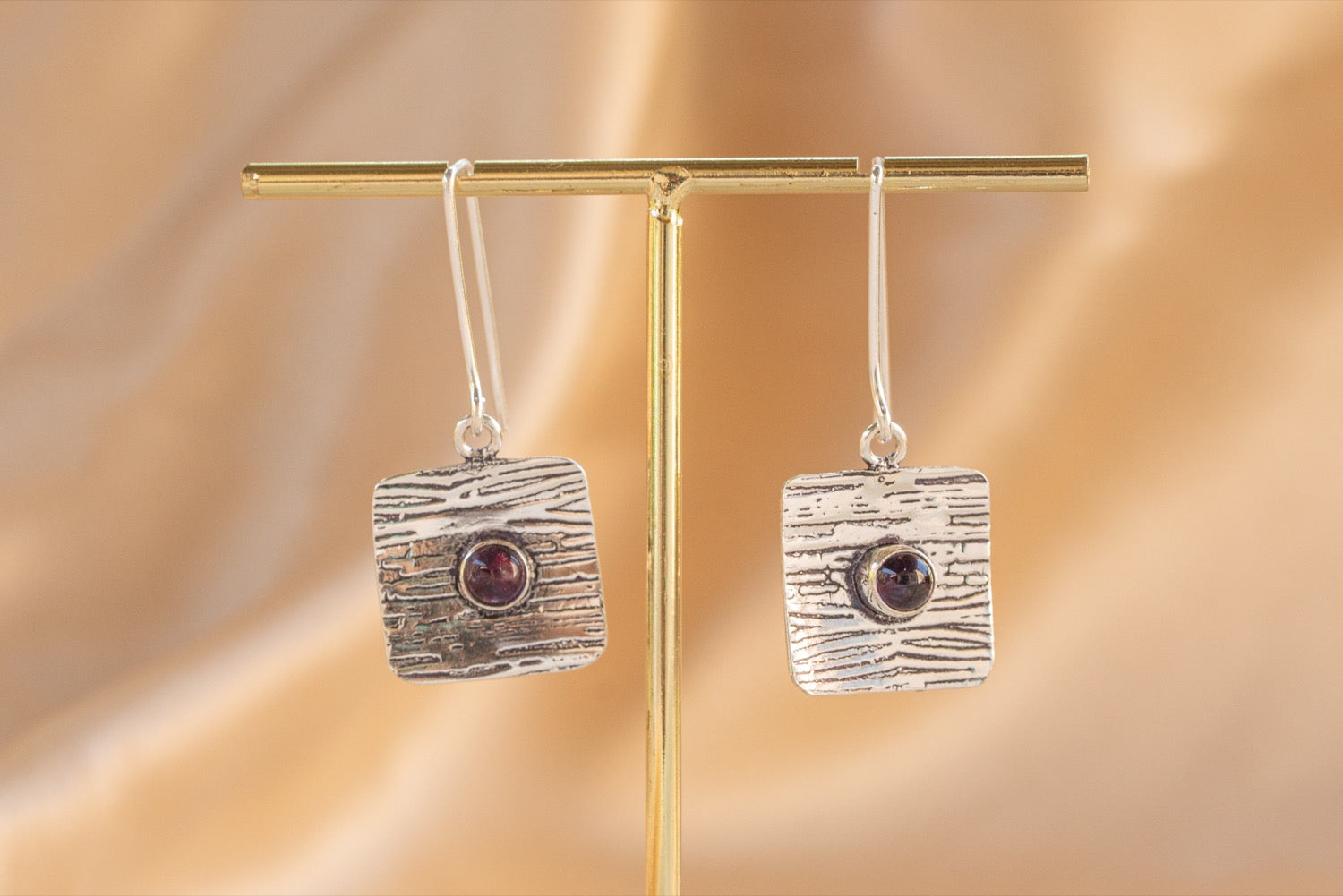 Talisman handmade silver plated earring with malachite stone — Land of Sundara