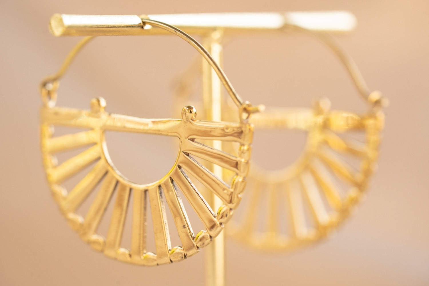 Karnak Hoop handmade brass earring in gold — Land of Sundara