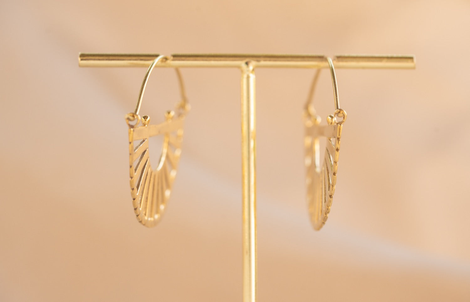 Karnak Hoop handmade brass earring in gold — Land of Sundara