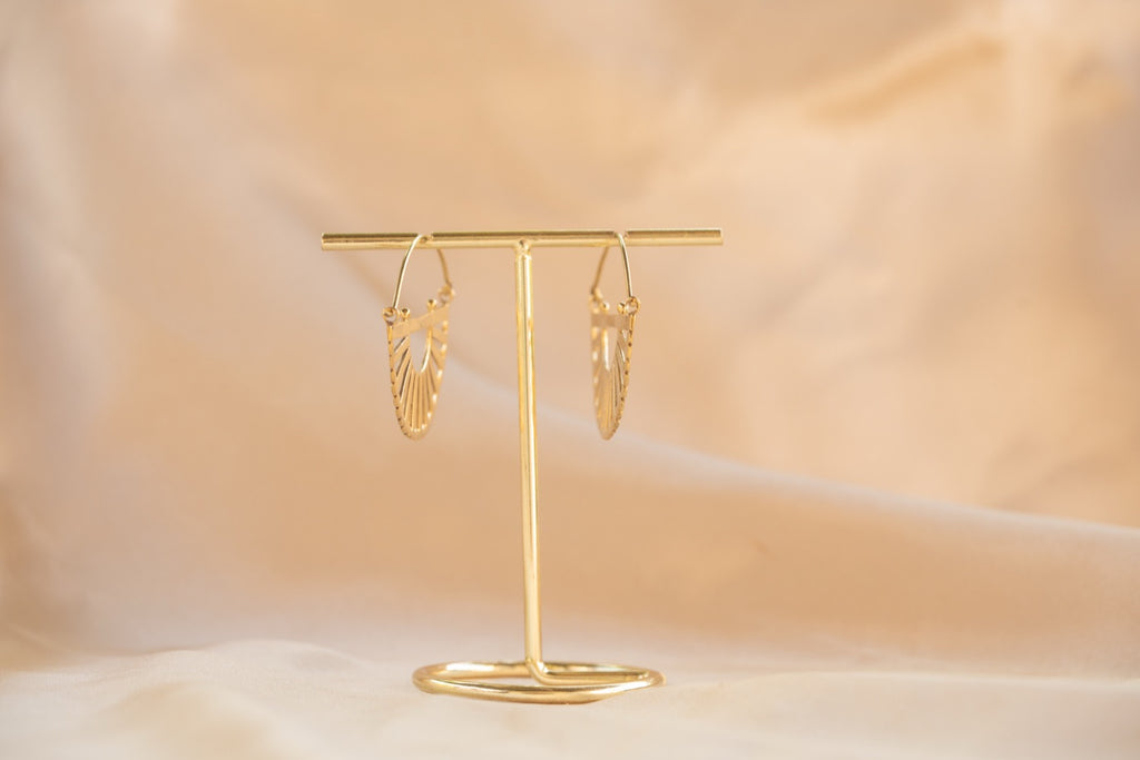 Karnak Hoop handmade brass earring in gold — Land of Sundara
