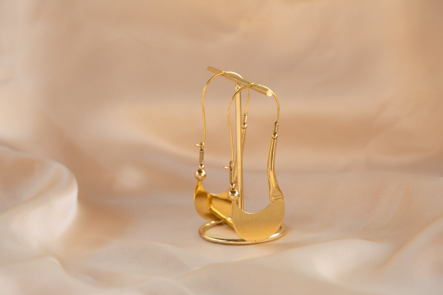 Sahara Drop handmade brass earring in gold — Land of Sundara