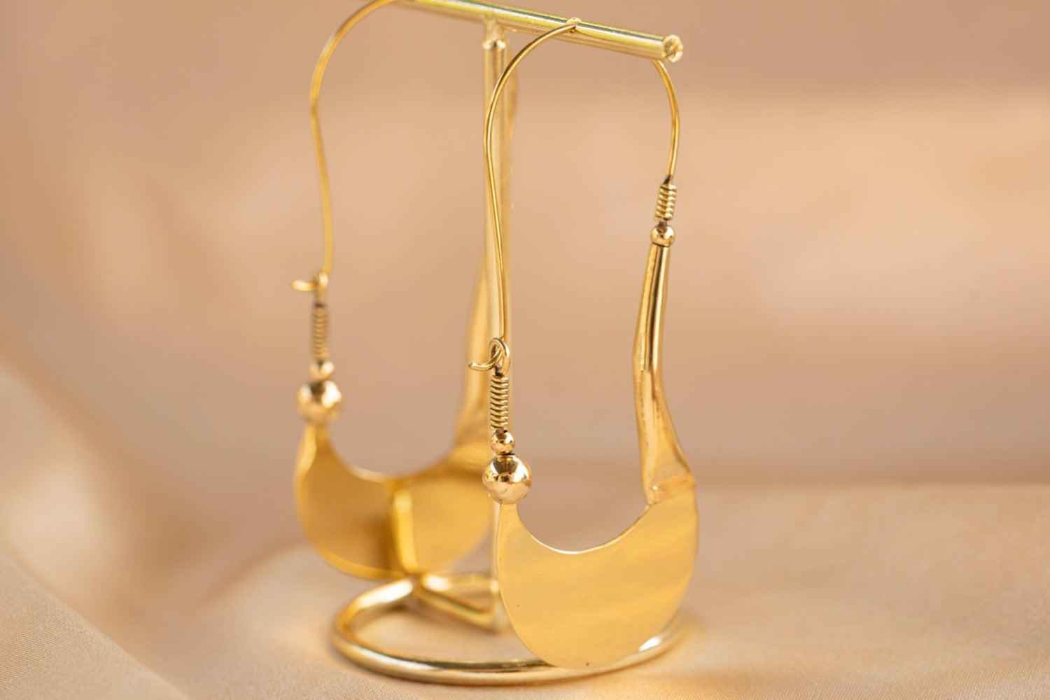 Sahara Drop handmade brass earring in gold — Land of Sundara
