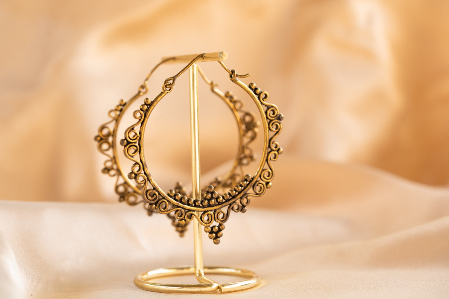 Caravan Hoop handmade brass earring in gold — Land of Sundara