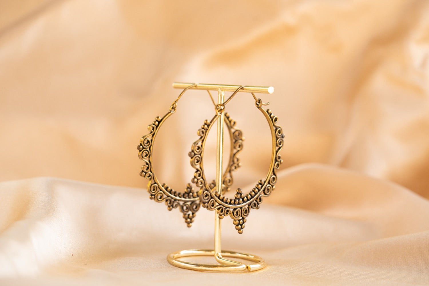 Caravan Hoop handmade brass earring in gold — Land of Sundara