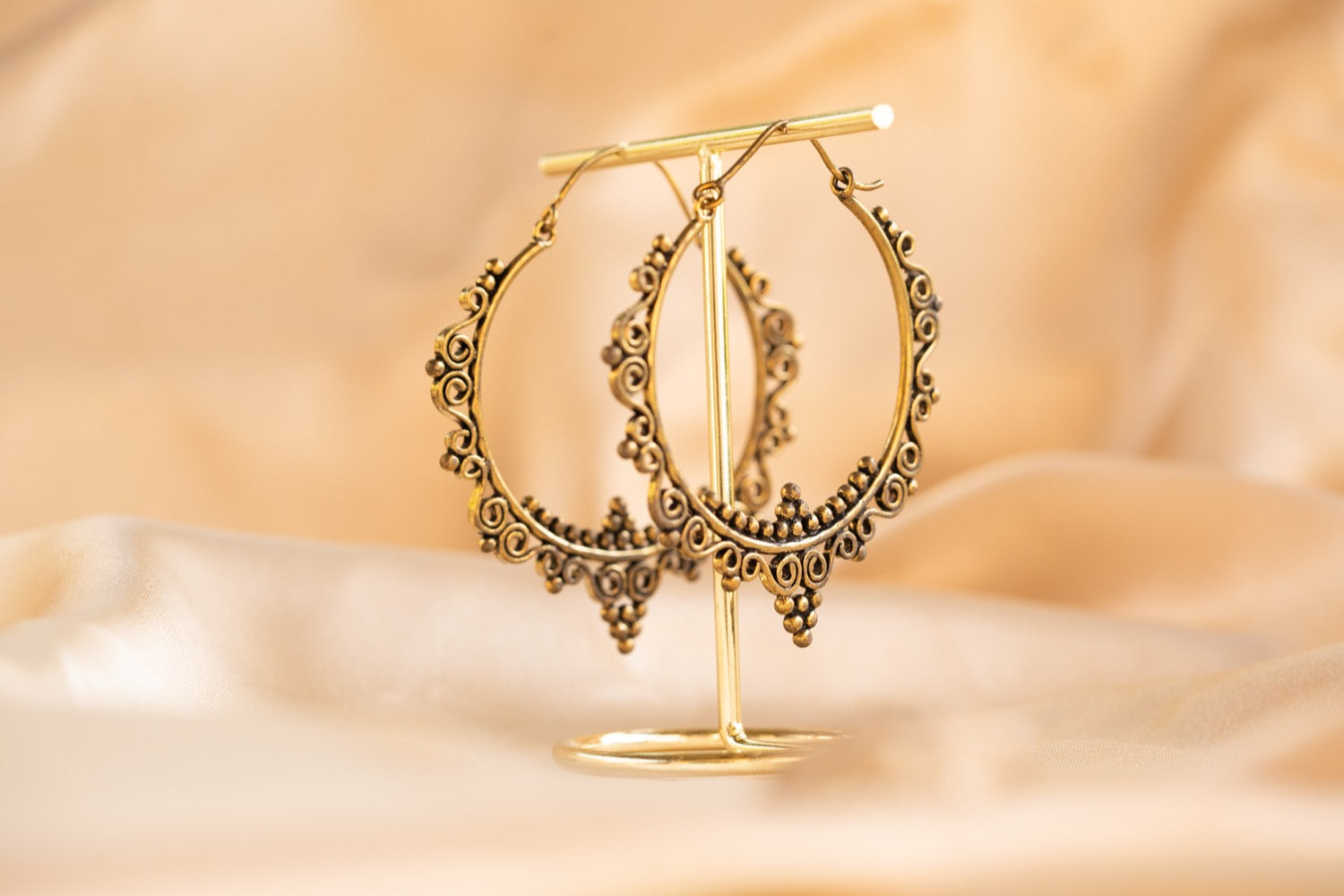 Caravan Hoop handmade brass earring in gold — Land of Sundara