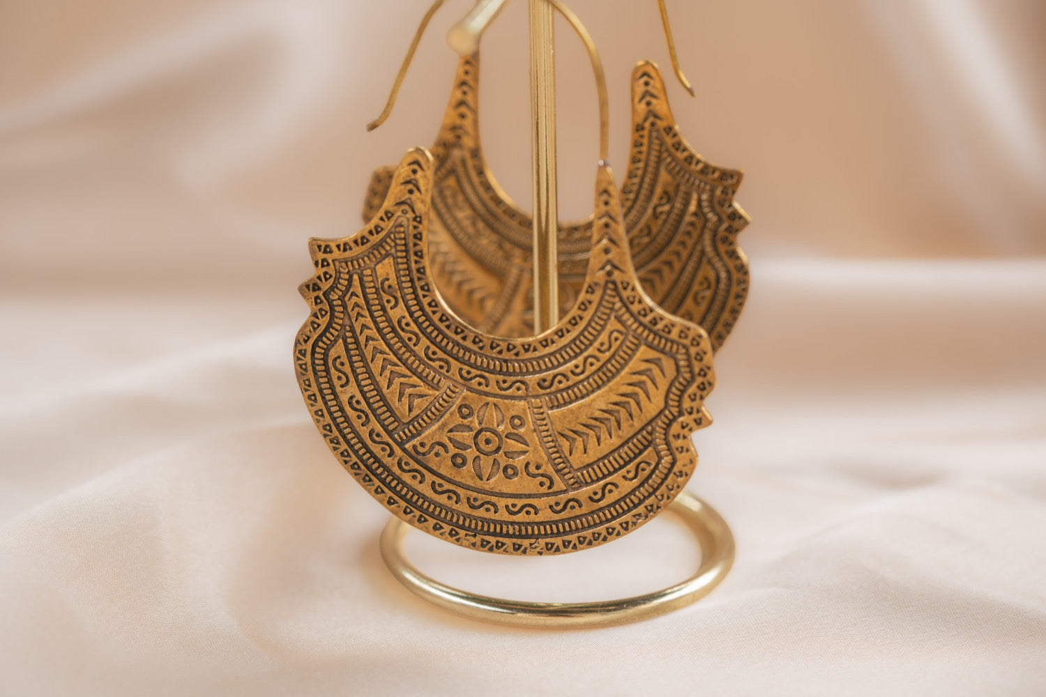 Nomad Drop handmade brass earring in gold — Land of Sundara